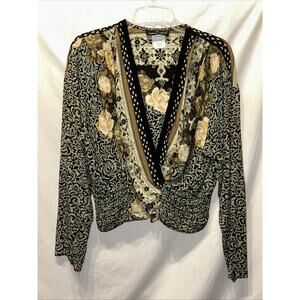 Vintage Carole Little Surplice Wrap Top Women’s 8 Boho Floral Rayon Gauze